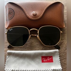 Ray Ban Hexagonal Flat Lense - LIKE NEW! Gold/Green Classic, XL - 54-21